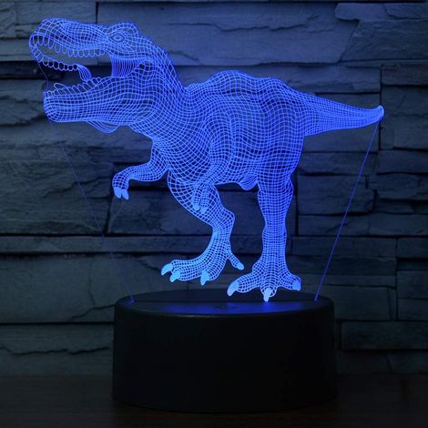MINKUROW Dinosaur Night Light Para Niños T-Rex 3d Illusion Lámpara De Mesa 7 Colores Que Cambian Gradualmente Decoraciones Navideñas Luz Led Con Smart Touch Y Cable Usb (1/5)