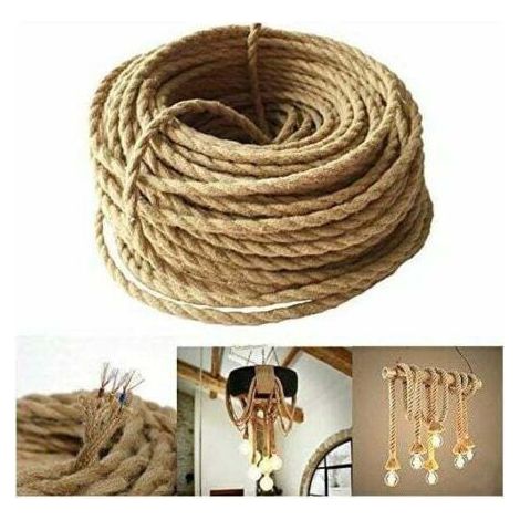 LED Lighting 10m Fil électrique Corde,2 Curs Linge de Cable d'éclairage de Corde Vintage Fil de cuivre recouvert Rétro Tressé Industriel Corde pour DIY Pendentif Lampe (1/5)