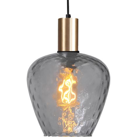 Lampe suspendue dorée Porto avec verre fumé Diamond - Ø 21cm - 2710-05-02-5