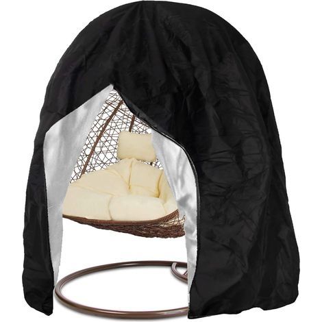 Housse de protection pour chaises de jardin - Housse pour fauteuil de jardin - Fauteuil suspendu Cocoon - Noir - Anti-UV - Anti-vent - Imperméable (Noire 230 x 200 cm) (1/5)