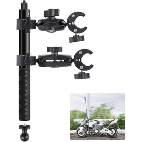 Kit de Montage Caméra Moto, Baton Selfie pour Guidon de Vélo Support Moto pour Caméra d'action Adaptateur Caméra d'action Compatible avec Insta360 X4/X3/X2/X RS/GO 3 et GoPro (13/12/11/10/9/8/7) (1/5)