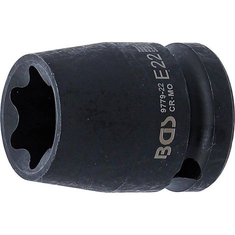 Douille à Choc Profil E 12,5 mm (1/2) E22 - Résistante et Précise, Acier - D-Work (1/5)