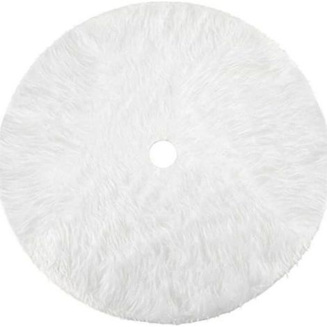 Jupe Sapin Noël - Blanc - Peluche Neige - 122 cm - Pour Arbre Jusqu'à 2,4 m - 1 Pièce (1/4)