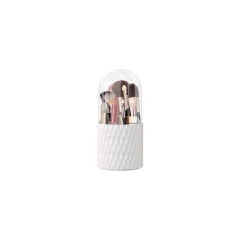 Organizador de brochas de maquillaje giratorio 360° con tapa - Caja de almacenamiento giratoria, práctico soporte de exhibición, ideal para brochas y accesorios de maquillaje, 11 x 23 cm, diseño elega