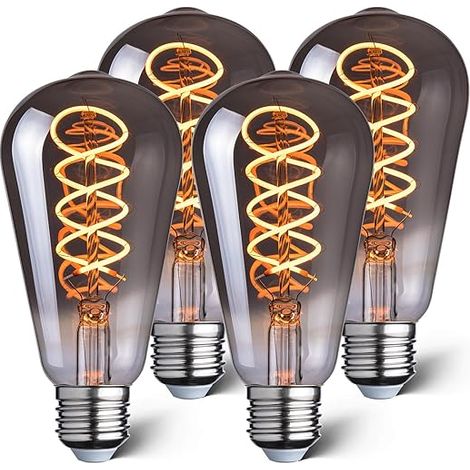 Ampoule LED E27 1800 K 4W lumière tamisée verre fumé ST64 ampoule filament rétro cafés bars éclairage décoratif (1/5)