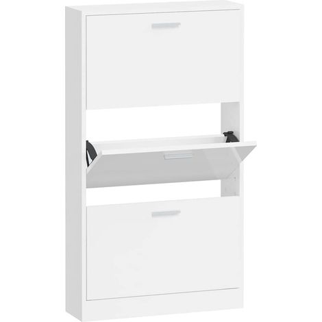 Maison Exclusive - Armoire à chaussure Blanc brillant 59x17x108 cm Bois ingénierie (1/5)