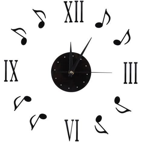 Self Adhesive Wall Clock, with Vinyl CD Clocks, Musical Note Clock, Silent Sweep Movement, for Living Room, Office, Bedroom (1/5)