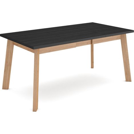 Skraut Home - Mesa Comedor, Mesa Fija Cocina y Salón, 170, Para 8 Comensales, Patas de madera, Estilo Moderno, Negro y roble (1/5)
