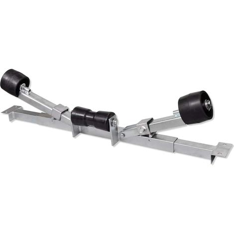 Support inférieur de remorque bateau avec rouleaux à quille, acier zingué, 80-124 cm - PANGIVO (1/5)