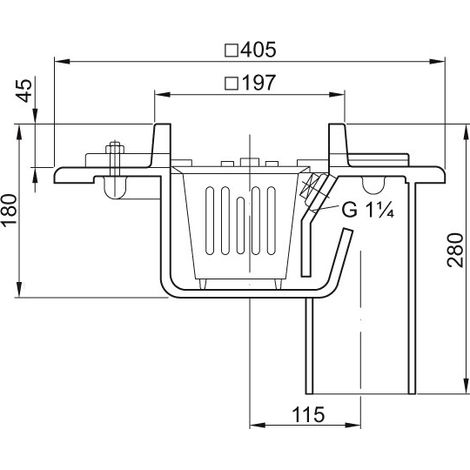 ACO Bodenablauf Guss DN100 90 Grad/2,0l/s/ Pressfl./mit WS/Anstrich, 5096.18.11