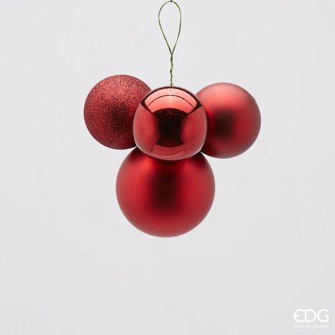 EDG Enzo De Gasperi Grappolo Palla Natale Pvc 4 Pz Burgundy