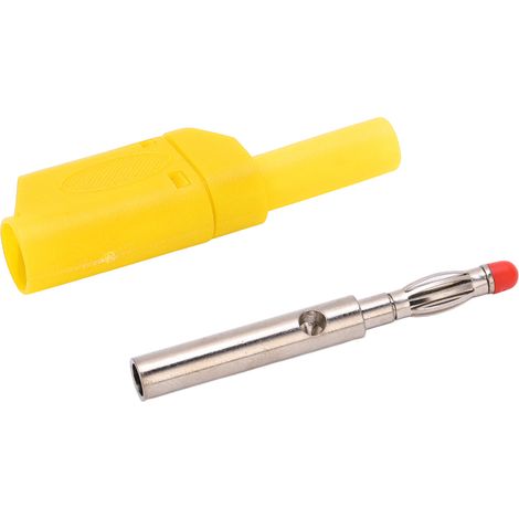 Lot de 10 fiches bananes isolées de sécurité 22.160 4 mm avec boîtier pour tests électroniques (jaune)