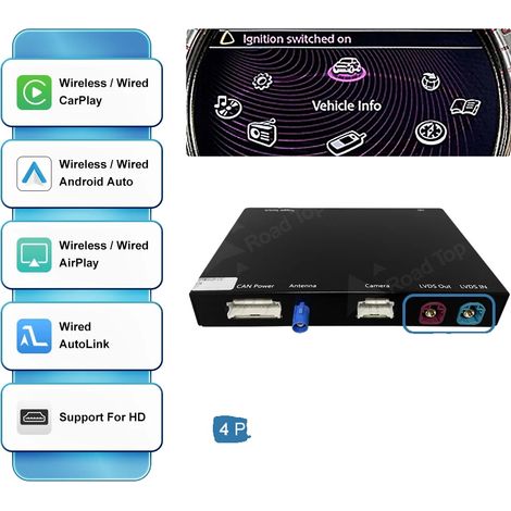 Modulo Wireless CarPlay e Android Auto, supporto touchscreen, compatibilità multilingue, sistema CIC (1/2)
