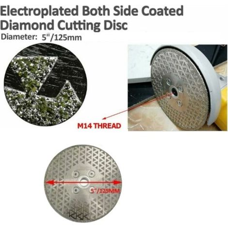 disco diamantato da 125 mm, lama per sega elettrolitica a doppia faccia per taglio e molatura di pietra, granito, marmo e piastrelle (1/4)