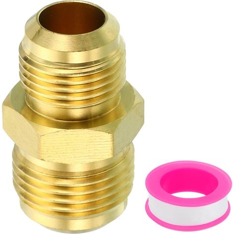 Connecteur Évasé Mâle 1/2" x 5/8" Mâle, Adaptateur en Laiton Évasé SAE à 45 Degrés Réduisant le Coupleur de Tube Union Raccord de Tuyau Évasé pour Conduite de Gaz d'Air, CVC (1/5)