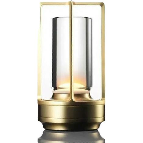 Wiederaufladbare LED-Nachtlampe, augenschonende High-End-Nachttischlampe fürs Schlafzimmer, tragbare Campinglampe, Gold. (1/5)