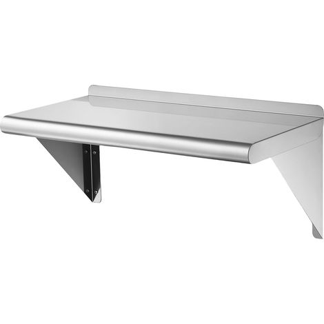 Mophorn Estantería de cocina de acero inoxidable para montaje en pared, resistente y con capacidad de carga de 113 kg, incluye soportes y estructura triangular, 61 x 30,5 cm (1/5)
