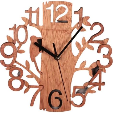 Horloge murale silencieuse en forme d'arbre, idéale pour la décoration du bureau, du salon ou de la chambre.