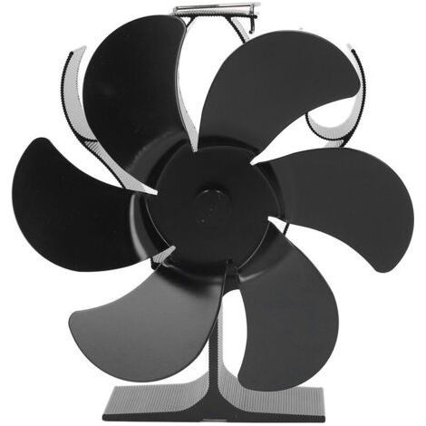 Ventilateur de poêle à chaleur à 6 pales, résistance aux hautes températures, démarrage automatique, poêle à bois, ventilateur de cheminée, noir, diamètre 152mm,Accessoire de cheminée et (1/5)