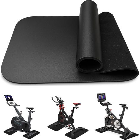 Tapis Home Trainer, 2Pcs 70x28cm Tapis Musculation, Appareil de fitness, 6mm PVC Tapi de Protection de équipement de Fitness, Tapi de protection de sol antidérapant (1/5)