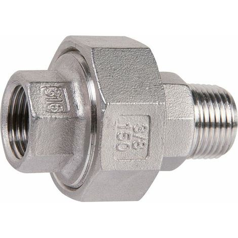 Raccord union inox droit à visser - M 1/2'' - F 1/2'' - Raccord union inox droit à visser - M 1/2'' - F 1/2''