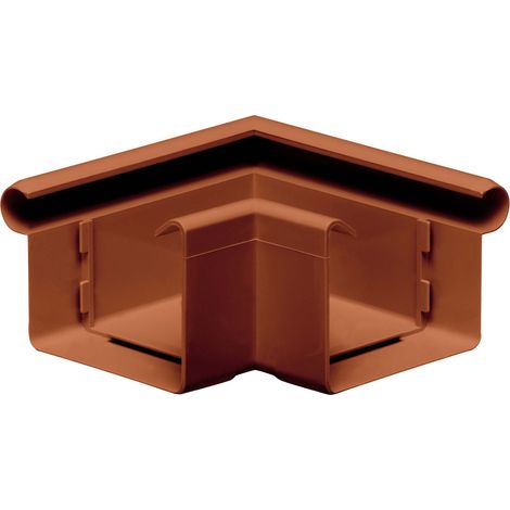 INEFA Rinnenwinkel 90 Grad kastenförmig Außenwinkel, PVC Wulst außen, Verbindungsstück Dachrinnenzubehör, Made in Germany - NW68 / 68mm Braun