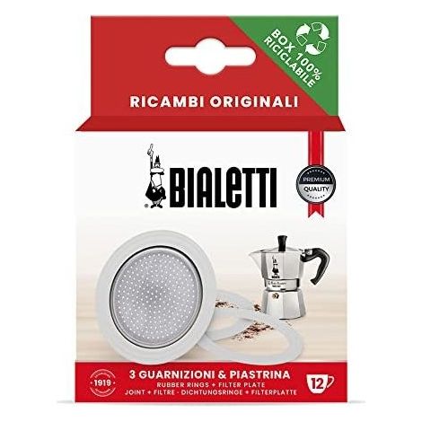 Guarnizione e piastra filtro Bialetti 12 Tazze ricambio caffettiera (1/2)