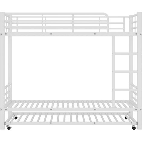Letto a castello in metallo bianco con letto estraibile 90 x 200 cm e 90 x 190 cm (1/5)