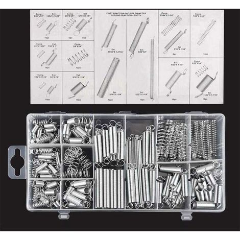 Assortiment de 200 ressorts de compression et d'extension de petite taille avec boîte de rangement (1/4)