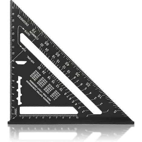 7-Zoll-Winkelmesser (metrisch), Messlineal aus Aluminiumlegierung, 90-Grad-Dreiecklineal zur Dickenmessung (schwarz) (1/5)