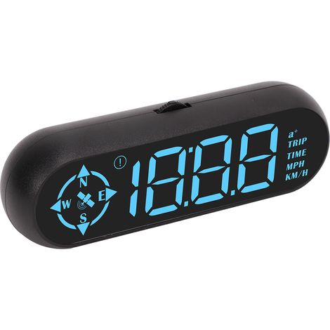 Affichage tête haute (HUD) numérique pour voiture : compteur de vitesse, odomètre, boussole, GPS, police 7 couleurs, universel pour véhicules (1/5)