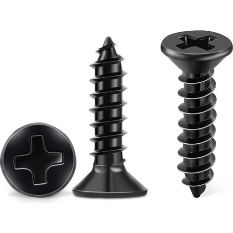 100 PCS Vis Inox 18-8 A2 Tête Fraisée Cruciforme PH Ø 4 x 16 mm noire Vis Autotaraudeuses, Inoxydable Oxyde Noir Bricolage Vis à Bois M4 (1/5)