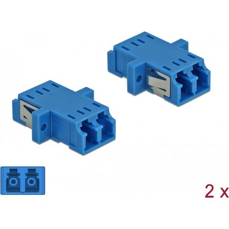 Delock Acoplador de Fibra Ãptica LC Duplex hembra a LC Duplex hembra Monomodo 2 piezas azul