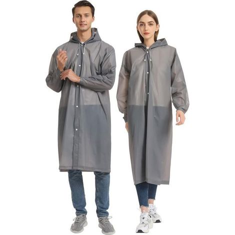 Lot de 2 ponchos de pluie transparents pour femmes et hommes, imperméables et réutilisables, accessoires de pluie respir Étiquette (1/5)