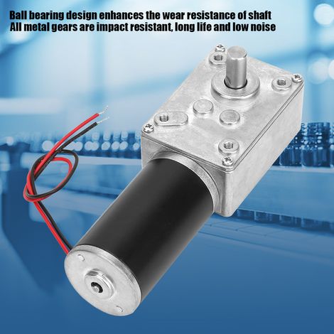 Moteur électrique à engrenages réducteur de vitesse bidirectionnel à vis sans fin axe 8 mm 24V 130 tr/min (1/5)