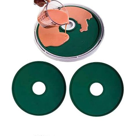 Six tapis de séchage ronds pour essoreuse, antiadhésifs, avec bords, réutilisables, enroulables, adaptés aux ingrédients de cuisine tels que les fruits, les viandes et le bœuf. (1/3)