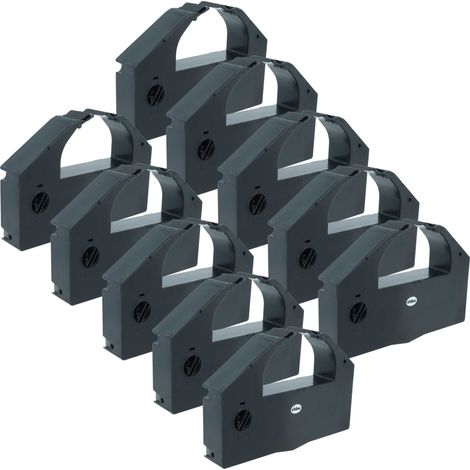 vhbw 10x Ribbon Cartridge compatible with Epson DLQ-3000, DLQ-3000K, DLQ3000, DLQ3000K Dot Matrix, Receipt Printer - Black Ink Ribbon