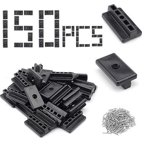 Decking Blade Fastener, 6mm T-Type Concealed Fasteners Black T-Bar Clips with M4 Screws for Laminate Flooring - WPC/BPC (1/5)