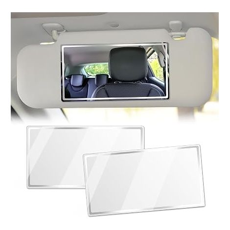 2 x Car Mirrors, 15 x 8 cm, Interior Mirror, Sun Visor Car Seat Backrest, Vanity Mirror (1/5)