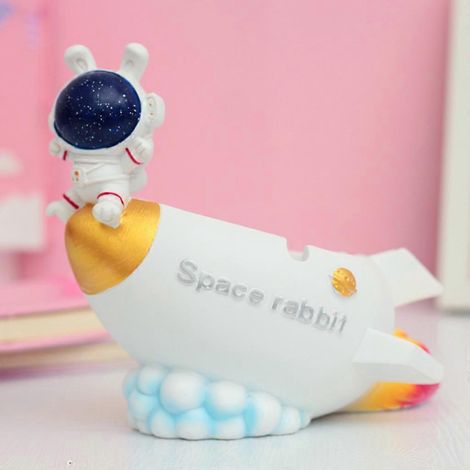 Cendrier Space Rabbit en résine pour cigares, résistant à la chaleur et antiadhésif, idéal pour la maison, le bureau, le bar ou un bureau. Cadeau parfait pour hommes et femmes. (1/4)