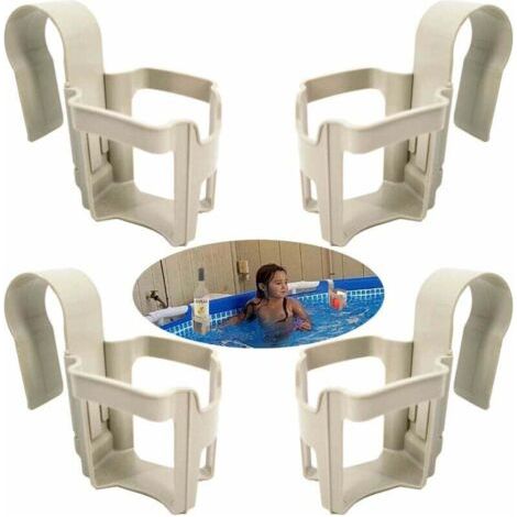 Porte Gobelets Piscine: Lot de 4 Accessoires Multifonctionnels avec Support pour Bord de Piscine, Panier Rangement, Porte-Boissons Détachable pour Fêtes d'été, Plage, Baignoires