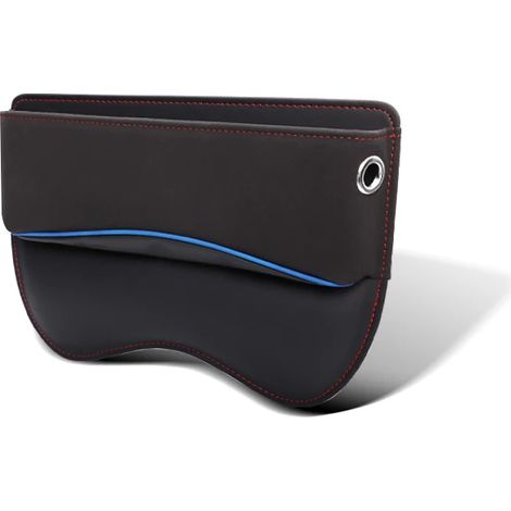 (1 pièce en daim noir) Poche de rangement latérale en daim pour siège auto, boîte de rangement pour combler l'espace entre les sièges, rangement intérieur en cuir. (1/5)