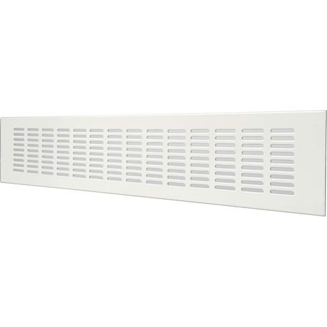 La Ventilazione GF408B Grille de ventilation rectangulaire en aluminium verni blanc a encastrer, dimensions 400 x 80 mm. (1/5)