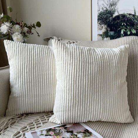 Kissenbezug aus Cord, 2er-Set Dekokissenbezüge für Sofa, Schlafzimmer, Zuhause, 45 x 45 cm (1/4)