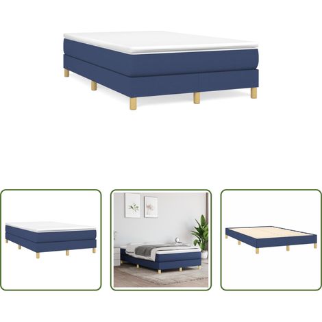 Matelas à ressorts ensachés - Sommier à lattes de lit avec matelas bleu 120x190 cm tissu (1/5)