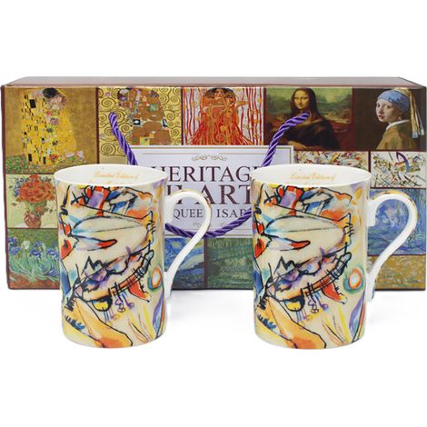 Juego de 2 tazas de porcelana de 300 ml estilo Kandinsky + caja de regalo (1/5)