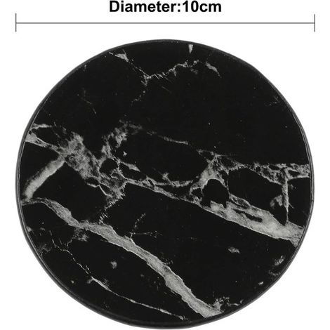 Runde Untersetzer, 6er-Set, schwarze Marmorkeramik-Untersetzer mit Halterung für verschiedene Tassen, Tisch- und Wohndekoration, 10 cm (1/5)