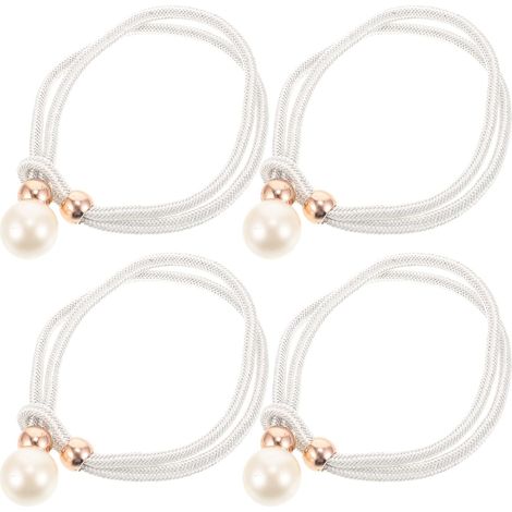 Lot de 4 Embrasses de Rideaux Élégantes en Polyester Blanc Tressage Double Densité, Sangles Pratiques pour Décoration et Maintien des Rideaux de Fenêtre (1/5)