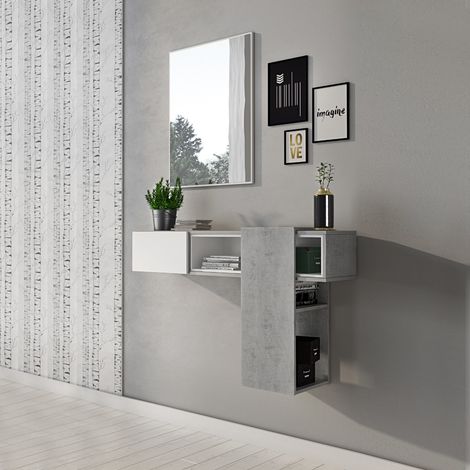 MOBILE DA INGRESSO MOD. MOVE CEMENTO E BIANCO