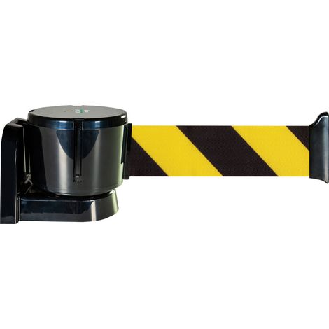 Enrouleur mural grande longueur avec sangle hachurée jaune/noir 12m x 50mm - 2811002 (1/2)